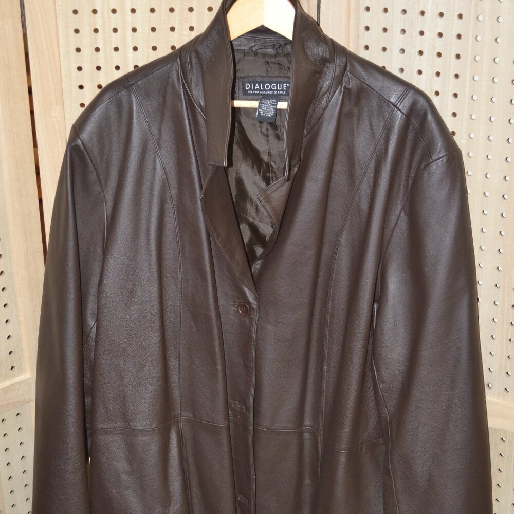 DIALOGUE  Women Brown 100% Leather Jacket size 3X